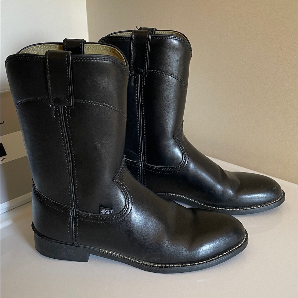 Justin Boots Black Leather Men's Boots